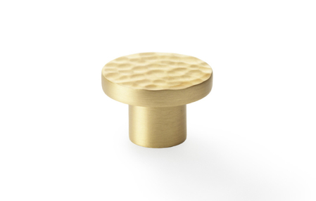 View Alexander & Wilks Hanover Hammered Cupboard Knob - Satin Brass - 30mm offered by HiF Kitchens