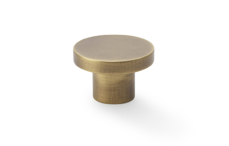 View Alexander & Wilks Hanover Plain Cupboard Knob - Antique Brass - Knob 30mm offered by HiF Kitchens