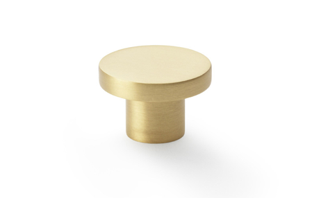 View Alexander & Wilks Hanover Plain Cupboard Knob - Satin Brass - Knob 30mm offered by HiF Kitchens