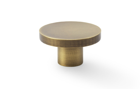 Added Alexander & Wilks Hanover Plain Cupboard Knob - Antique Brass - Knob 38mm To Basket