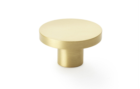 View Alexander & Wilks Hanover Plain Cupboard Knob - Satin Brass - Knob 38mm offered by HiF Kitchens