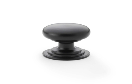 View Alexander & Wilks Waltz Round Cupboard Knob on Stepped Rose - Black - 32mm offered by HiF Kitchens
