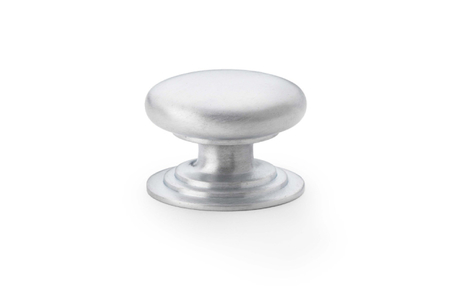 View Alexander & Wilks Waltz Round Cupboard Knob on Stepped Rose - Satin Chrome - 32mm offered by HiF Kitchens