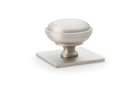 View Alexander & Wilks Quantock Cupboard Knob on Square Backplate - Satin Nickel - 34mm offered by HiF Kitchens