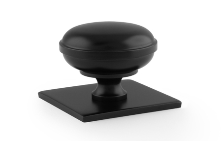 View Alexander & Wilks Quantock Cupboard Knob on Square Backplate - Black - 38mm offered by HiF Kitchens