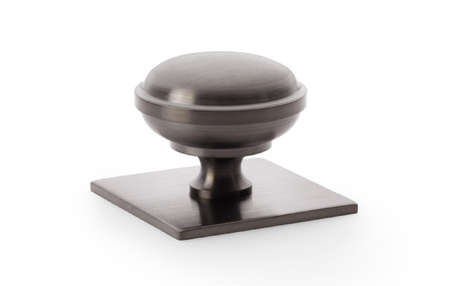 Added Alexander & Wilks Quantock Cupboard Knob on Square Backplate - Dark Bronze PVD - 38mm To Basket