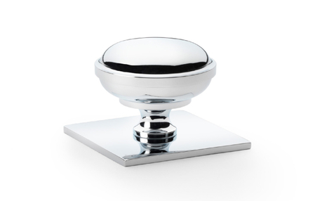 View Alexander & Wilks Quantock Cupboard Knob on Square Backplate - Polished Chrome - 38mm offered by HiF Kitchens