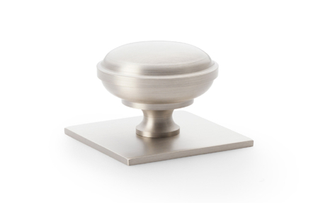 View Alexander & Wilks Quantock Cupboard Knob on Square Backplate - Satin Nickel - 38mm offered by HiF Kitchens