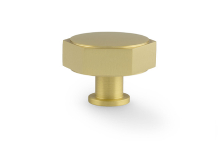 View Alexander & Wilks Vesper Hex Cabinet Knob - Satin Brass offered by HiF Kitchens