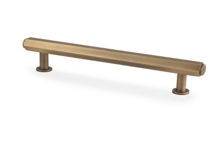 View Vesper Hex T-Bar Cabinet Pull-Antique Brass-128mm C/C offered by HiF Kitchens