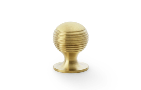 View Alexander & Wilks Caesar Cupboard Knob on Round Rose - Satin Brass PVD - 25mm offered by HiF Kitchens