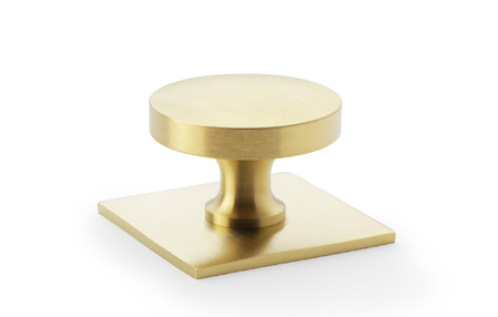 View Alexander & Wilks Bullion Cupboard Knob on Square Backplate - Satin Brass PVD offered by HiF Kitchens