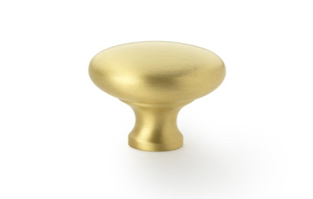 View Alexander & Wilks Wade Round Cupboard Knob - Satin Brass - 38mm offered by HiF Kitchens