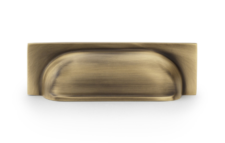 View Alexander & Wilks Quantock Cup Pull Handle - Antique Brass - Centres 96mm offered by HiF Kitchens