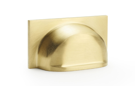 View Alexander & Wilks Quantock Cup Pull Handle - Satin Brass PVD - Centres 40mm offered by HiF Kitchens