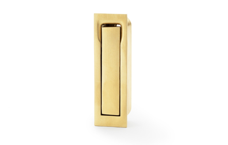 View Alexander & Wilks Square Sliding Door Edge Pull - Satin Brass PVD offered by HiF Kitchens