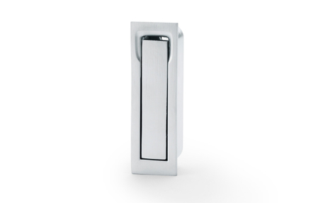 View Alexander & Wilks Square Sliding Door Edge Pull - Satin Chrome offered by HiF Kitchens