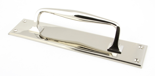 View 45381 - Polished Nickel 300mm Art Deco Pull Handle on Backplate - FTA offered by HiF Kitchens