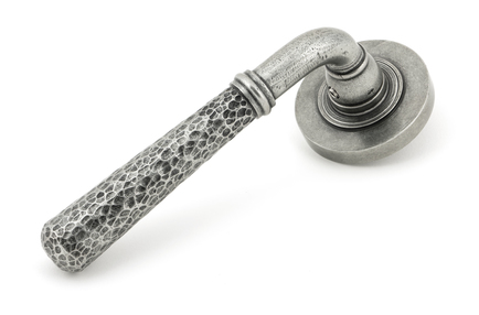 View 45655 - Pewter Hammered Newbury Lever on Rose Set (Plain) - FTA offered by HiF Kitchens