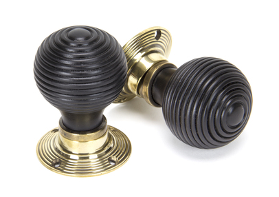 View 83574 - Ebony & Aged Brass Beehive Mortice/Rim Knob Set - FTA offered by HiF Kitchens