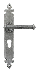 View 92063 - Pewter Tudor Lever Euro Lock Set - FTA offered by HiF Kitchens