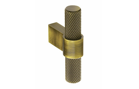 View Knurled H1125.35.AGB T-Bar Handle Aged Brass Central Hole Centre offered by HiF Kitchens