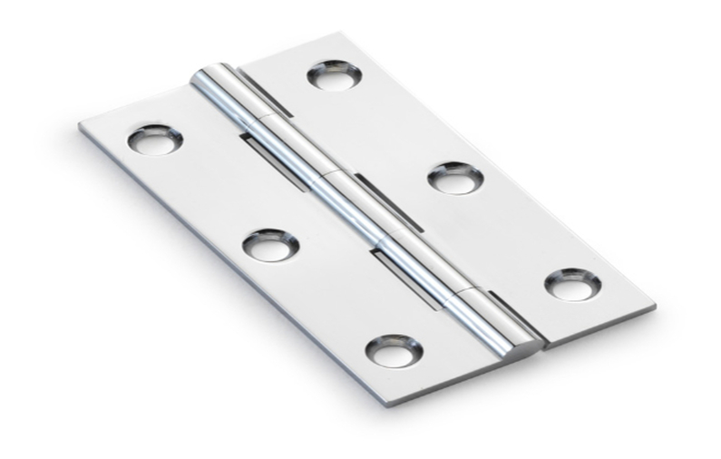 Alexander & Wilks Heavy Pattern Solid Brass Cabinet Butt Hinge - Polished Chrome - 3'' Image 1