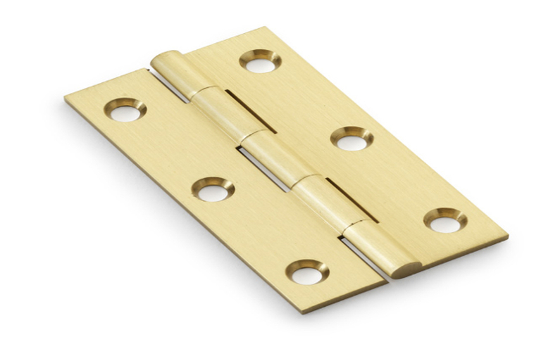 Alexander & Wilks Heavy Pattern Solid Brass Cabinet Butt Hinge - Satin Brass - 3'' Image 1