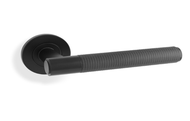 Alexander & Wilks Spitfire Knurled Lever on Round Rose - Black Image 1