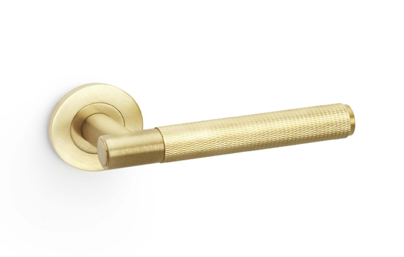 Alexander & Wilks Spitfire Knurled Lever on Round Rose - Satin Brass PVD Image 1