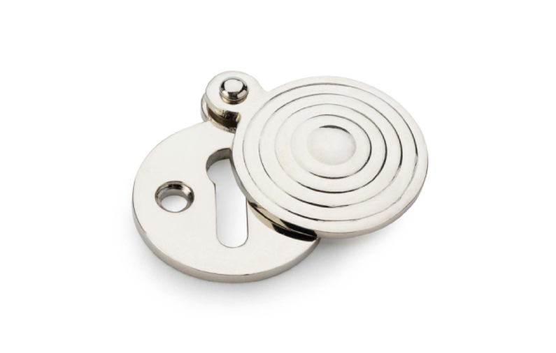 Alexander & Wilks Standard Key Profile Round Escutcheon with Christoph Design Cover - Polished Nickel Image 1