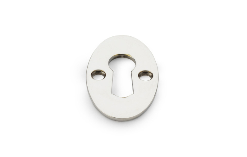 Alexander & Wilks Standard Key Profile Ellipse Escutcheon - Polished Nickel Image 1