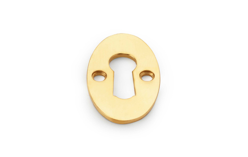 Alexander & Wilks Standard Key Profile Ellipse Escutcheon - Unlacquered Brass Image 1