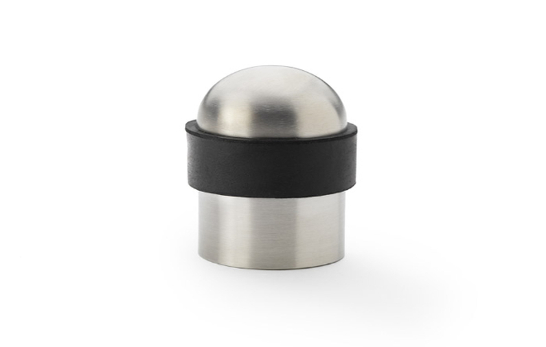 Alexander & Wilks Floor Mounted Dome Top Cylinder Door Stop - Satin Stainless Steel Image 1