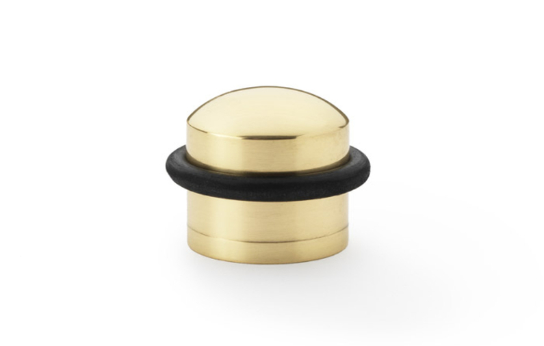 Alexander & Wilks Dome Top Floor Mounted Door Stop - Polished Brass Image 1