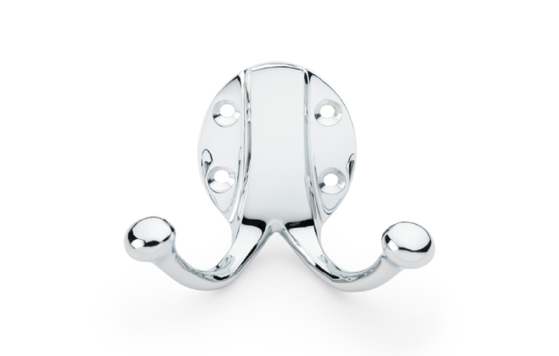 Alexander & Wilks Traditional Double Robe Hook - Polished Chrome Image 1