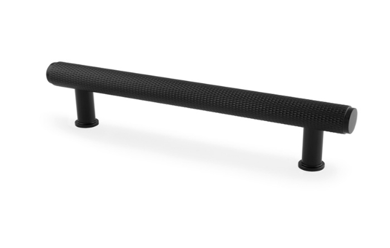 Alexander & Wilks Crispin Knurled T-bar Cupboard Pull Handle - Black - Centres 128mm Image 1