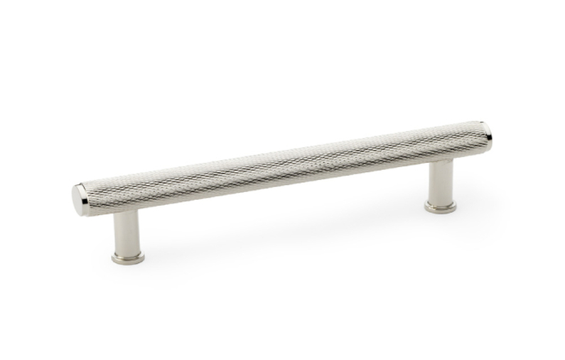 Alexander & Wilks Crispin Knurled T-bar Cupboard Pull Handle - Polished Nickel - Centres 128mm Image 1