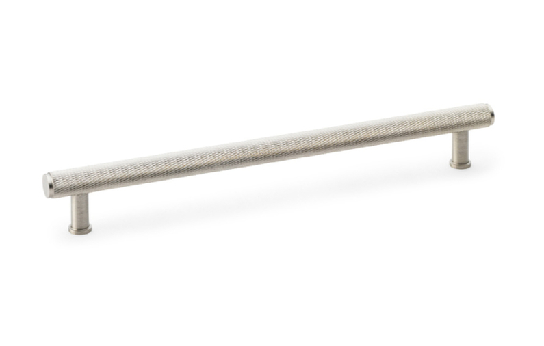 Alexander & Wilks Crispin Knurled T-bar Cupboard Pull Handle - Satin Nickel - Centres 224mm Image 1