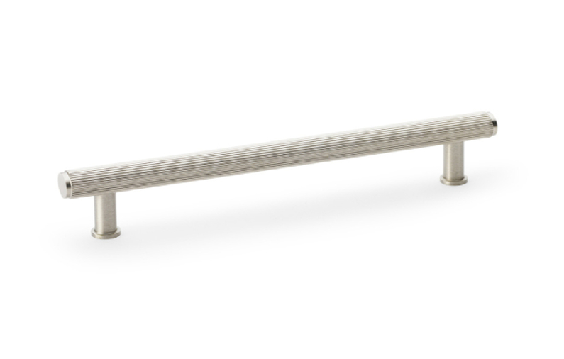 Alexander & Wilks Crispin Reeded T-bar Cupboard Pull Handle - Satin Nickel - 160mm Image 1