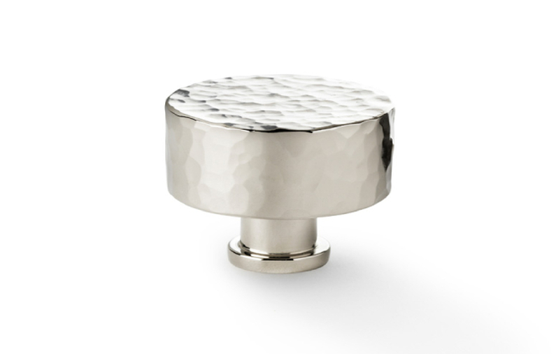 Alexander & Wilks Leila Hammered Cupboard Knob - Polished Nickel - 35mm Image 1