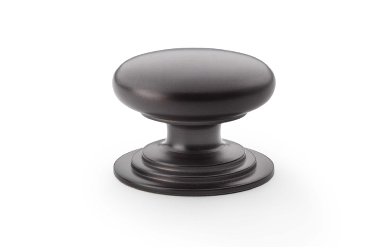 Alexander & Wilks Waltz Round Cupboard Knob on Stepped Rose - Dark Bronze - 38mm Image 1