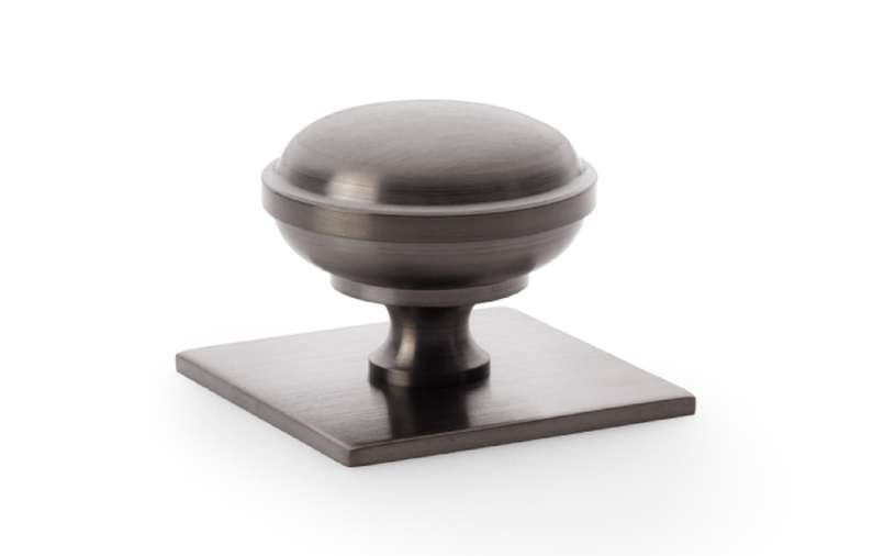 Alexander & Wilks Quantock Cupboard Knob on Square Backplate - Dark Bronze PVD - 38mm Image 1