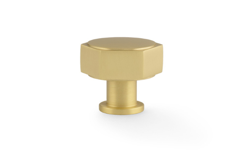 Alexander & Wilks Vesper Hex Cabinet Knob - Satin Brass Image 1