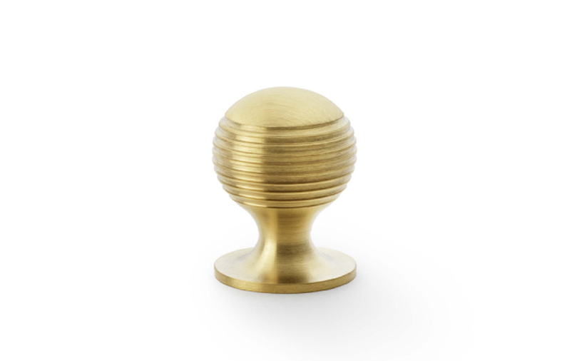 Alexander & Wilks Caesar Cupboard Knob on Round Rose - Satin Brass PVD - 25mm Image 1