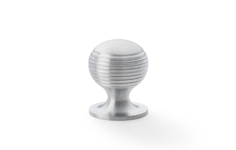 Alexander & Wilks Caesar Cupboard Knob on Round Rose - Satin Chrome - 25mm Image 1