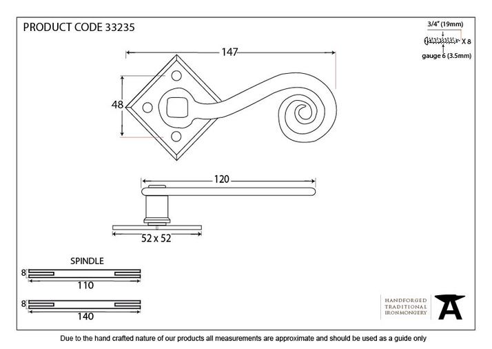 33235 - Black Monkeytail Lever on Rose Set (Diamond) - FTA Image 2