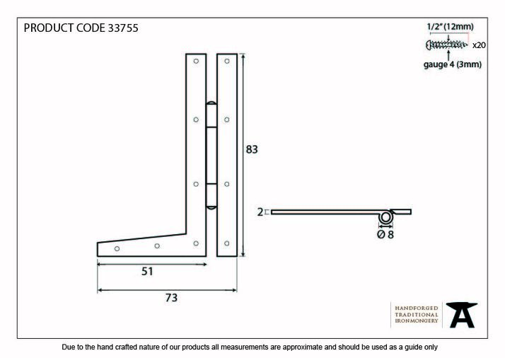 33755 - Black 3¼'' HL Hinge (pair) - FTA Image 3