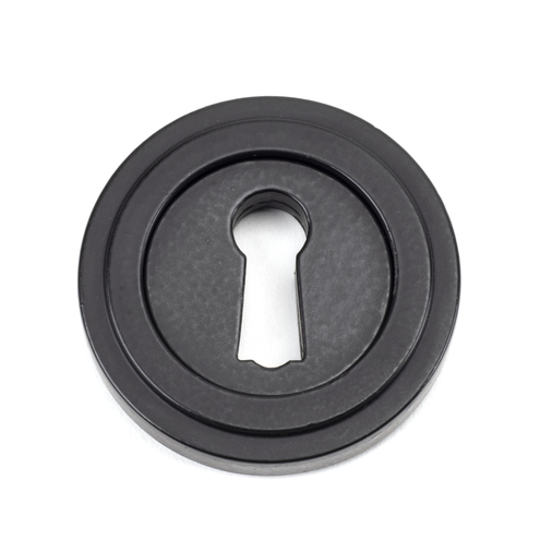 49537 - Matt Black Round Escutcheon (Art Deco) - FTA Image 1