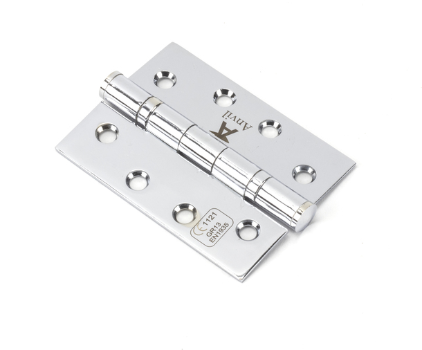 49576 - Polished Chrome 4'' Ball Bearing Butt Hinge (pair) ss - FTA Image 1